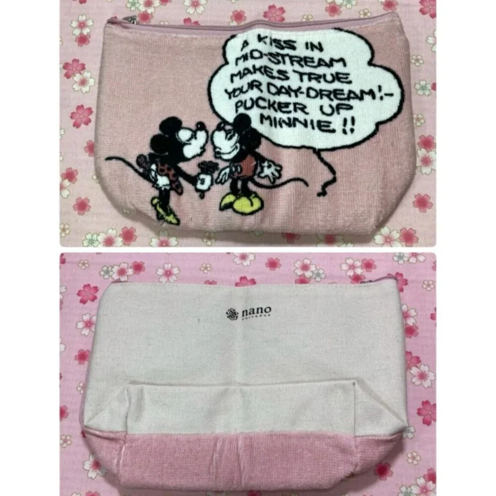 Nano Universe Disney Mickey Minnie Pouch Retro Comic Cosmetic Bag Japan Rare